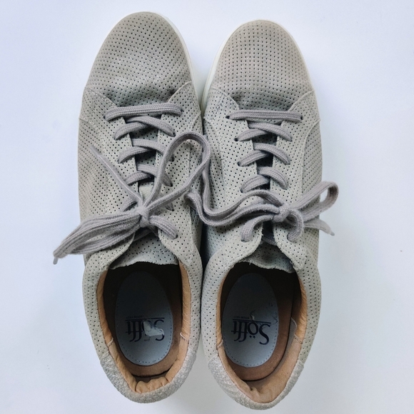 SOFFT Somers Sneakers 10 Beige Perforated Leather Shimmer Lace up - Picture 5 of 10